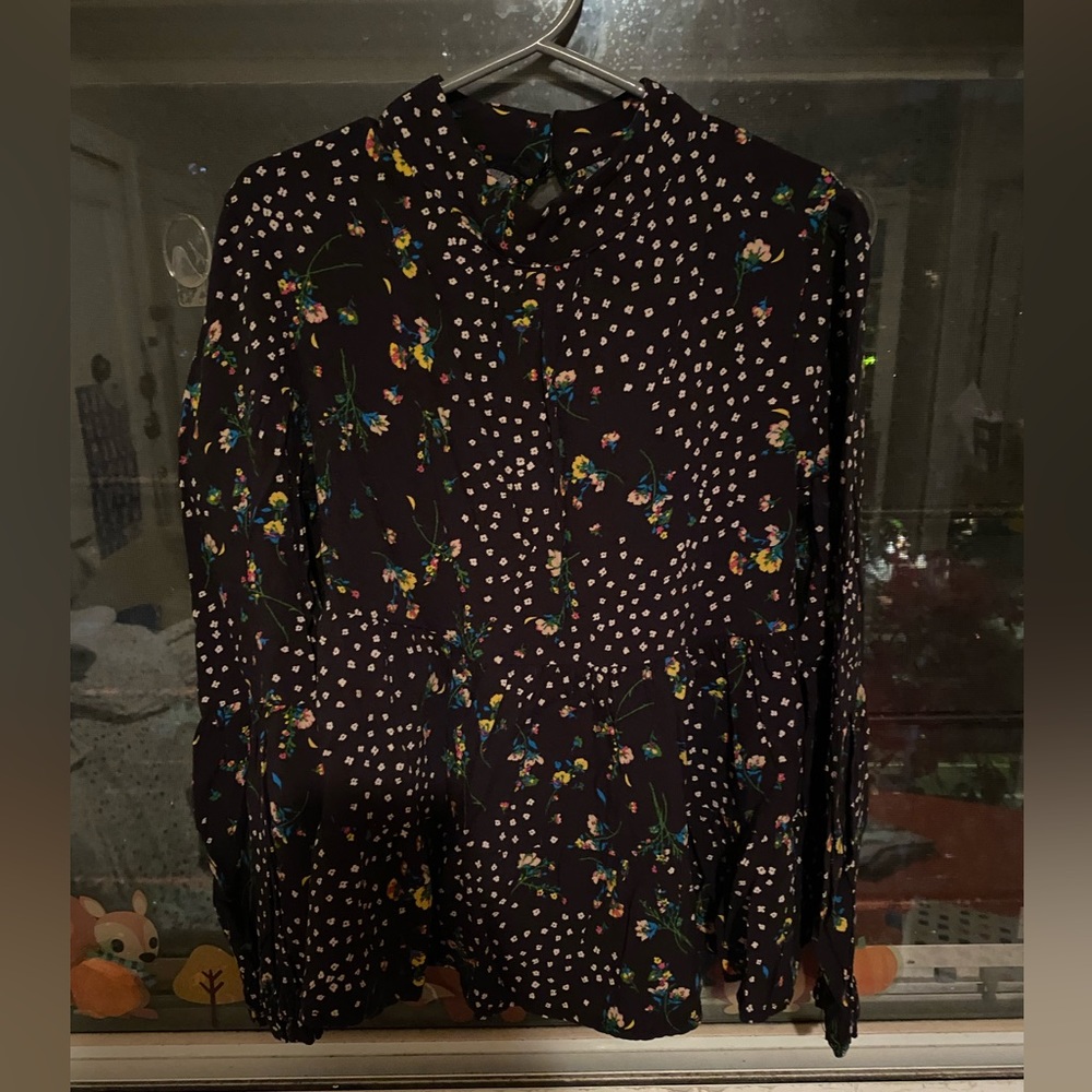 Art class from Target blouse in black with pink flower print.
